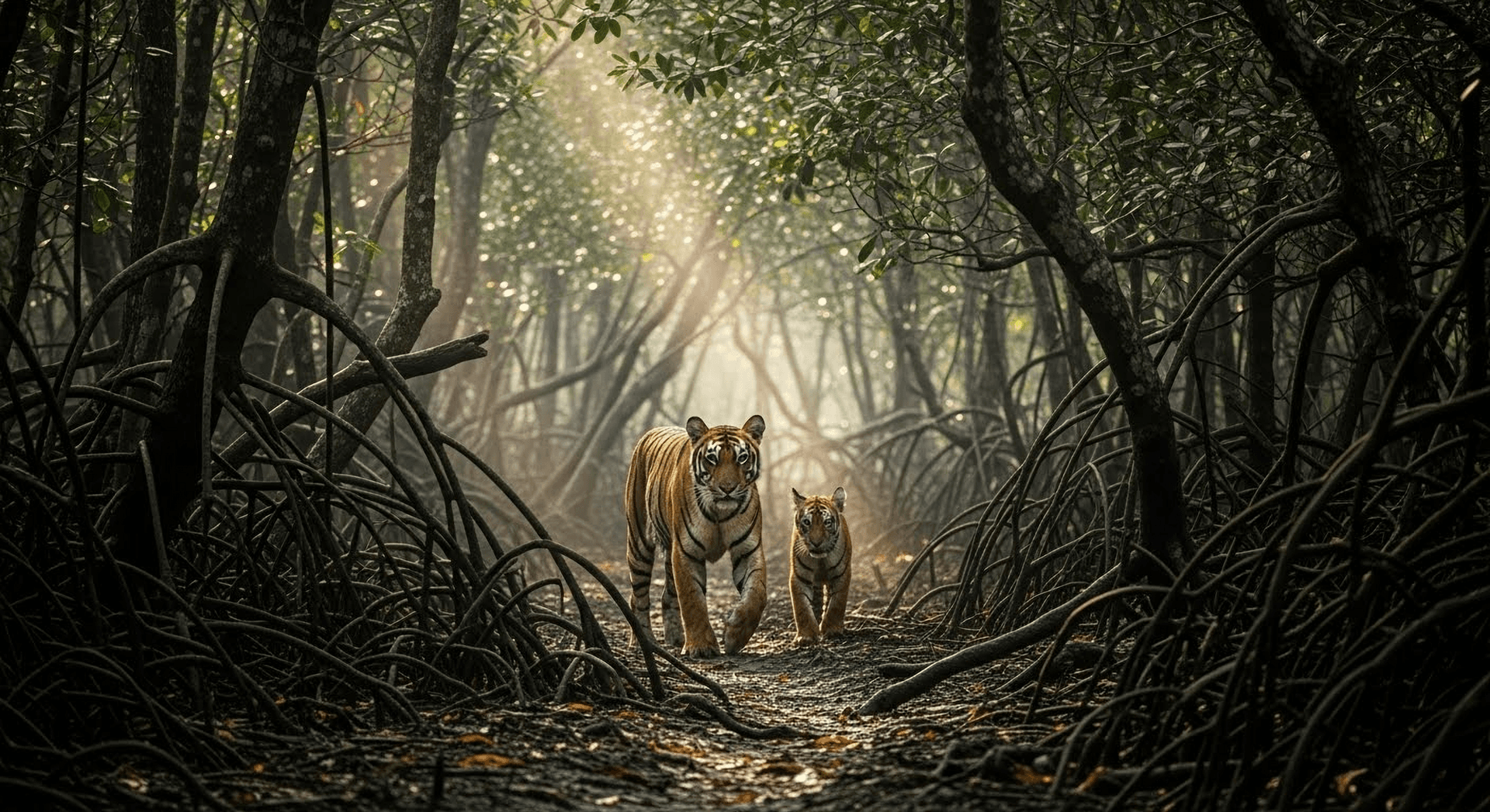 Majestic royal Bengal tiger inside the Sundarbans